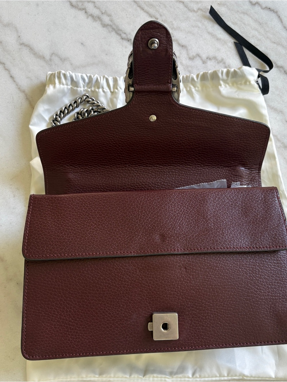 Gucci Dionysus Medium Rare Burgundy Leather Shoulder Bag - Picture 8 of 13